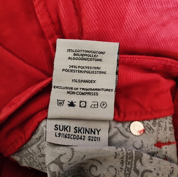 New Silver Jeans Suki Skinny Leg Curvy Fit  32 Red Soft Corduroy Stretch NWT - Picture 4 of 7